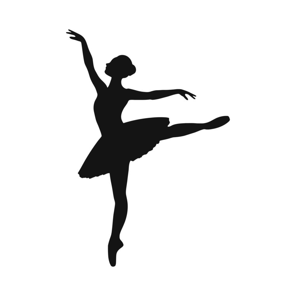 Ballet Dancer Performing Graceful Pose Silhouette vector