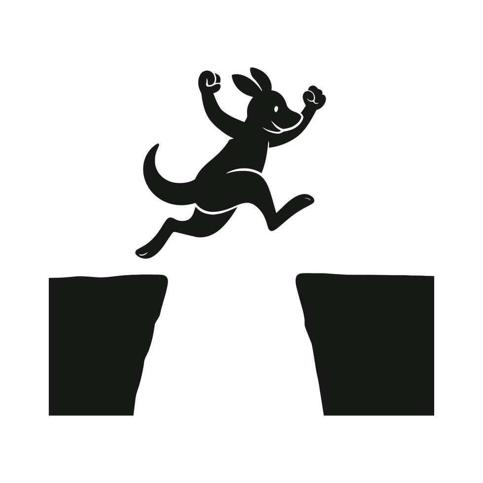 Animal Character Making a Bold Leap Over a Cliff vector