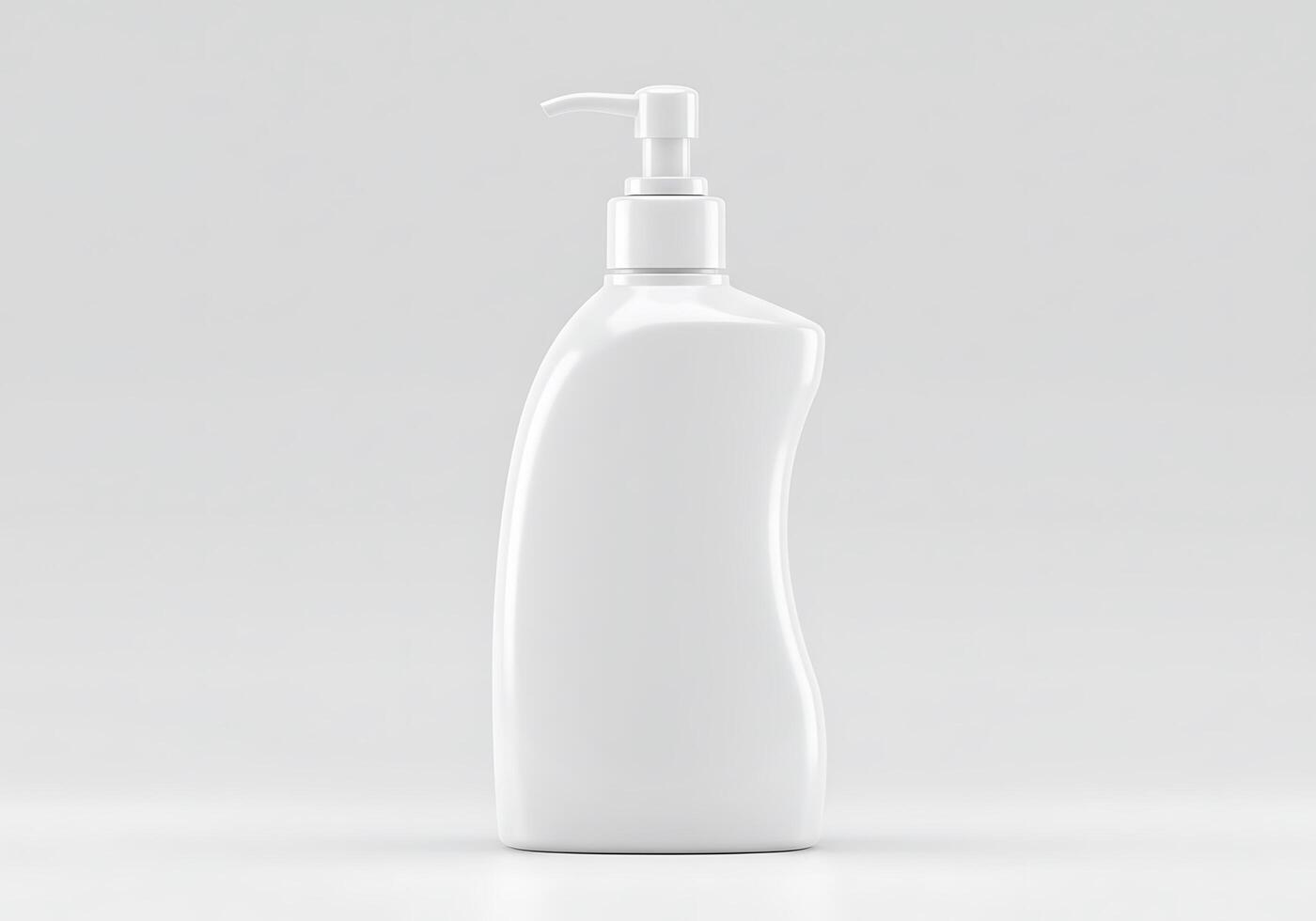 A white plastic bottle with soap and liquid soap photo