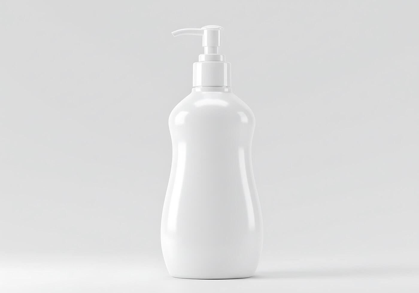 A white plastic bottle with a soap dispenser photo