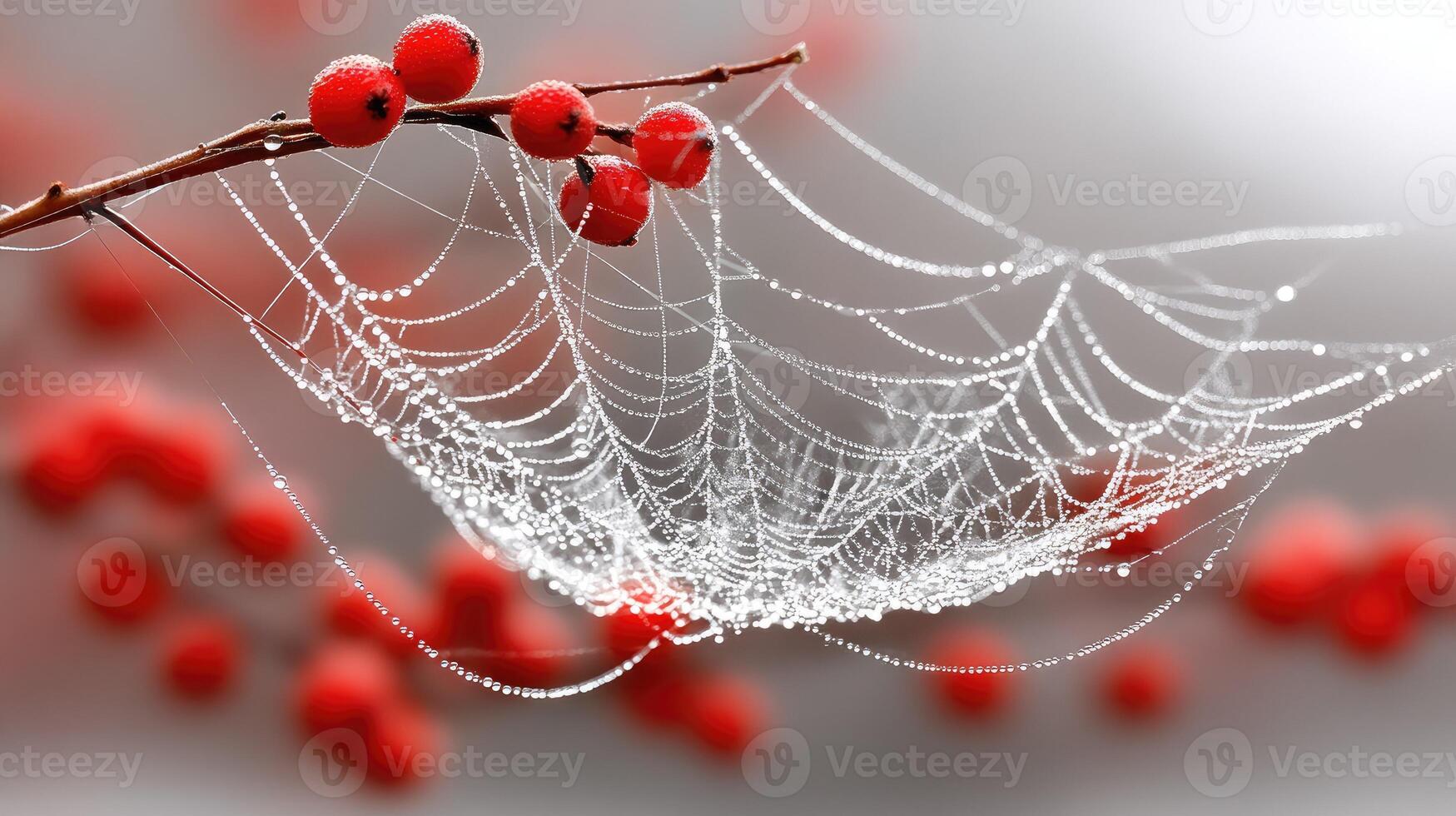 A spider web with dew drops on it photo