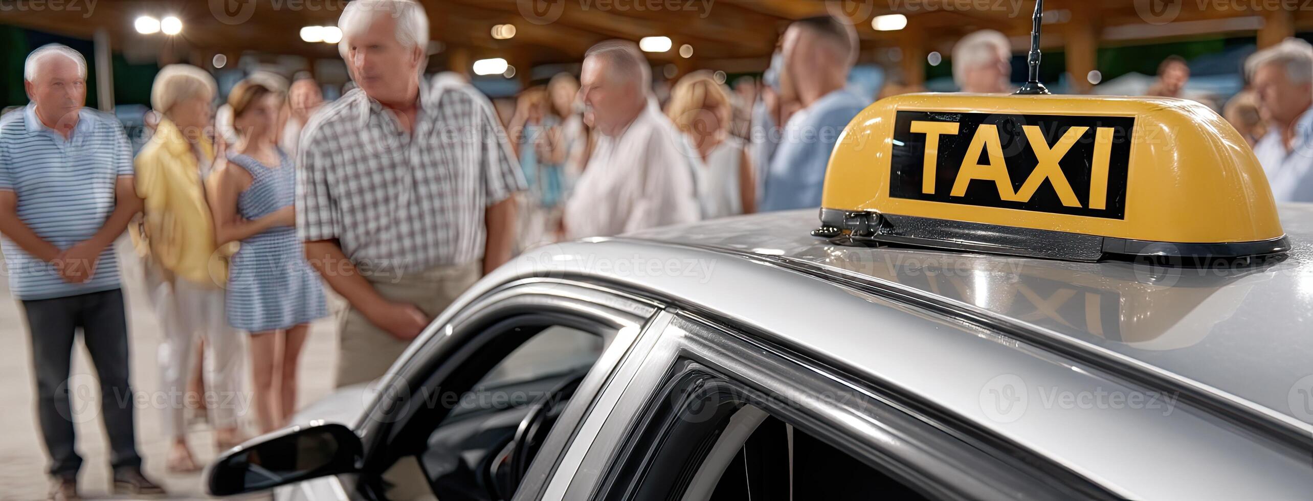 Taxi drivers in the background of a crowd photo