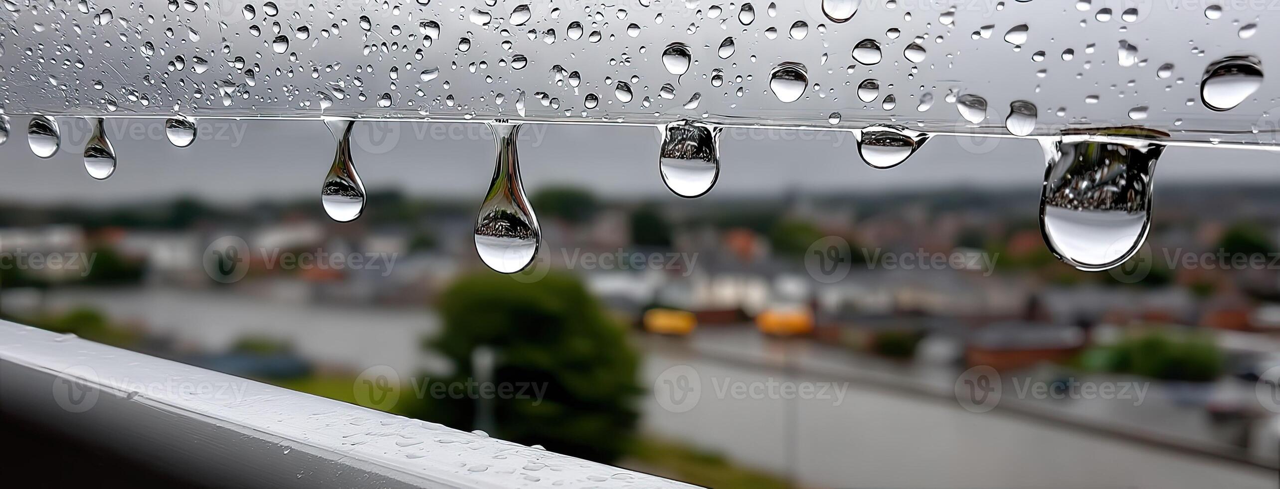 Raindrops on a window sill photo