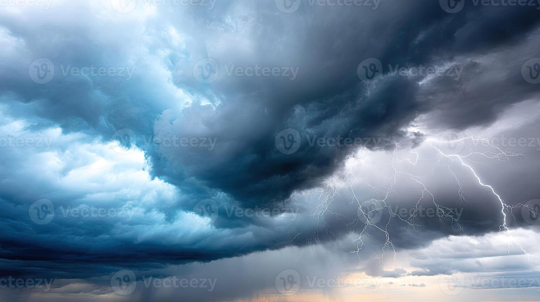 A stormy sky with lightning and clouds photo