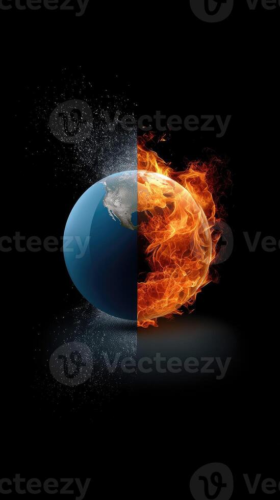 The earth is on fire and the earth is in the middle photo