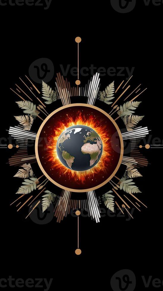 The earth is surrounded by fire and arrows photo