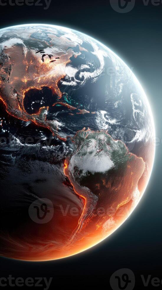 Earth with fire and smoke elements of this image are furnished by nasa photo