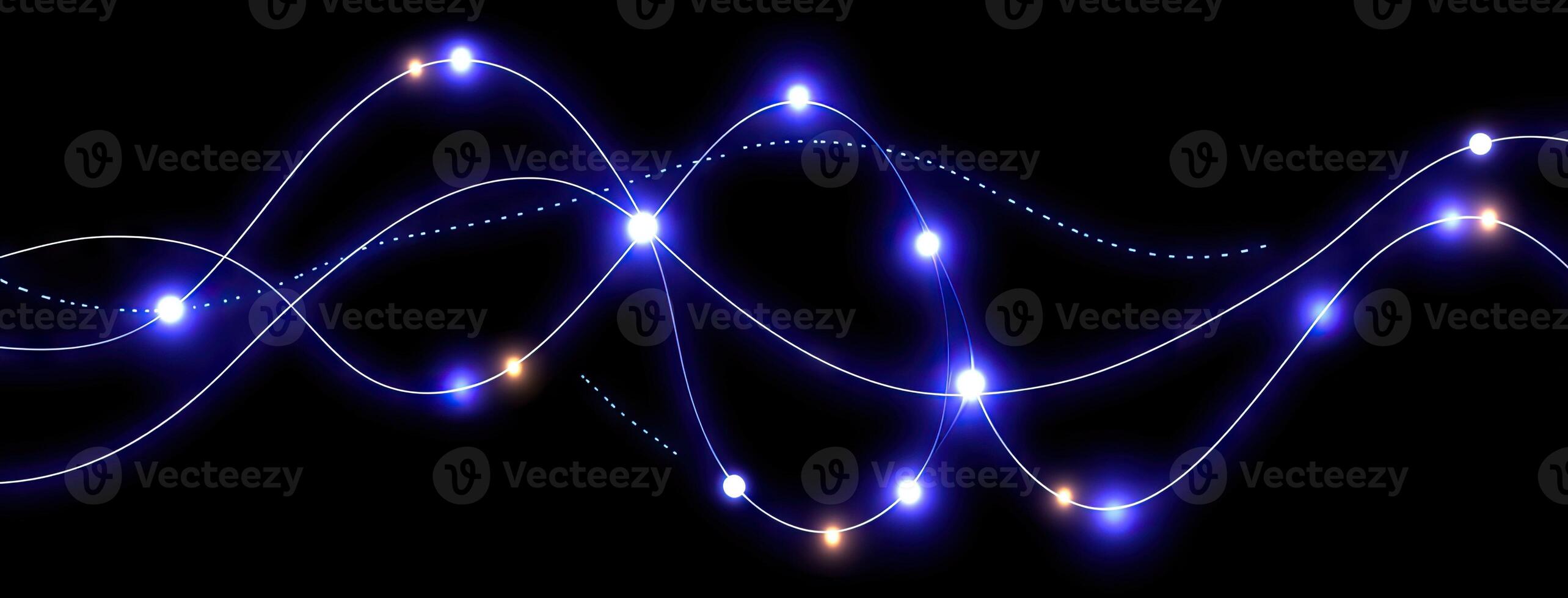 A blue wave of light is shown on a black background photo