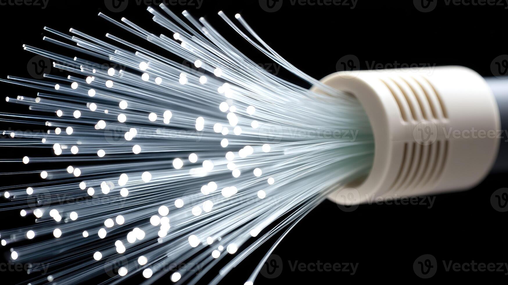 A close up of a white fiber optic cable photo