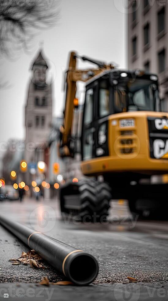 A yellow and black construction vehicle photo