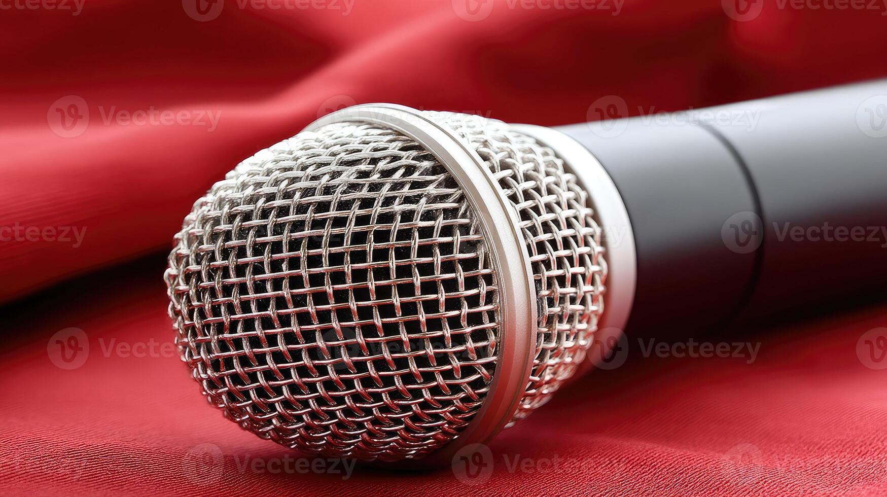 A microphone on a red cloth photo