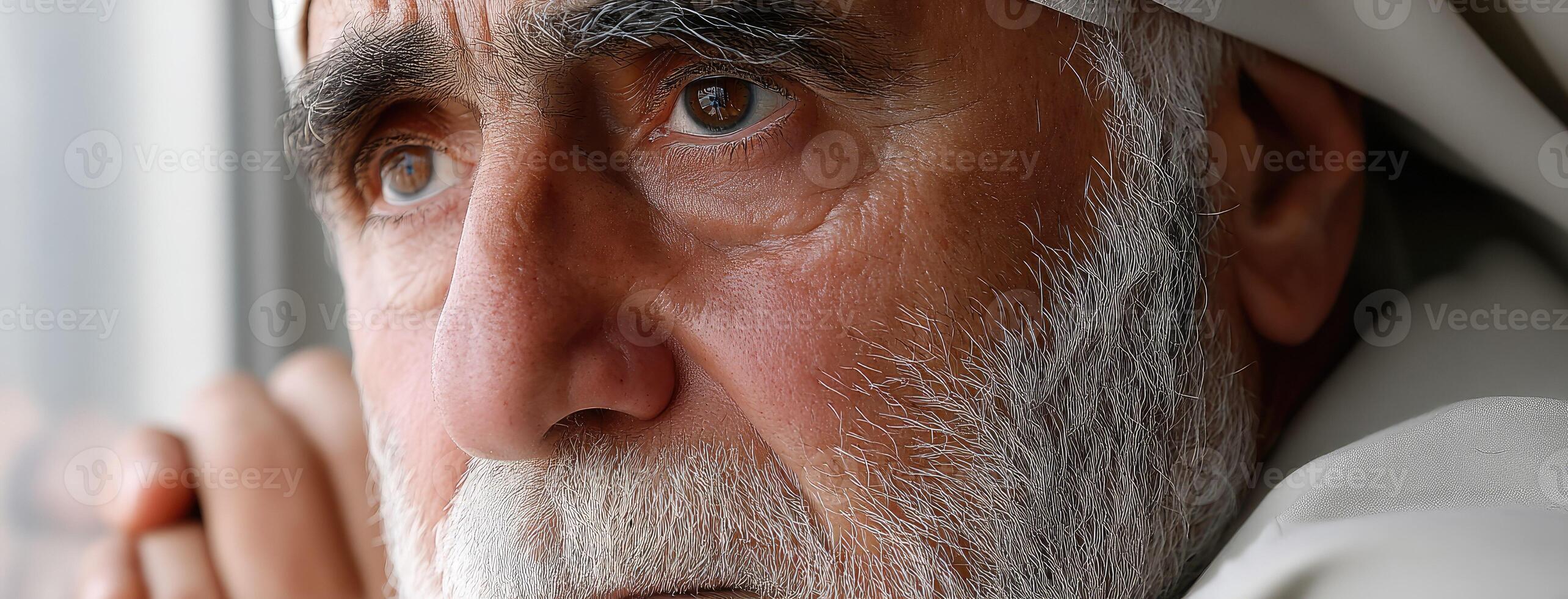 A close up of a man with a white beard photo