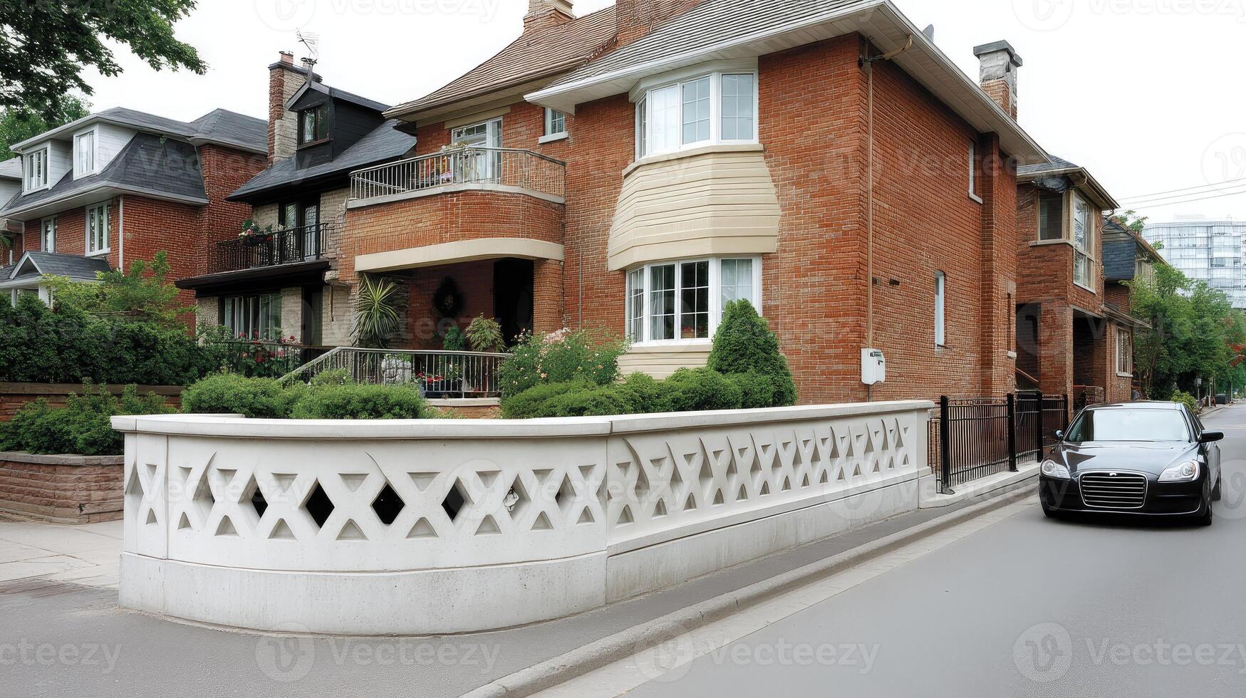A car is parked in front of a house photo