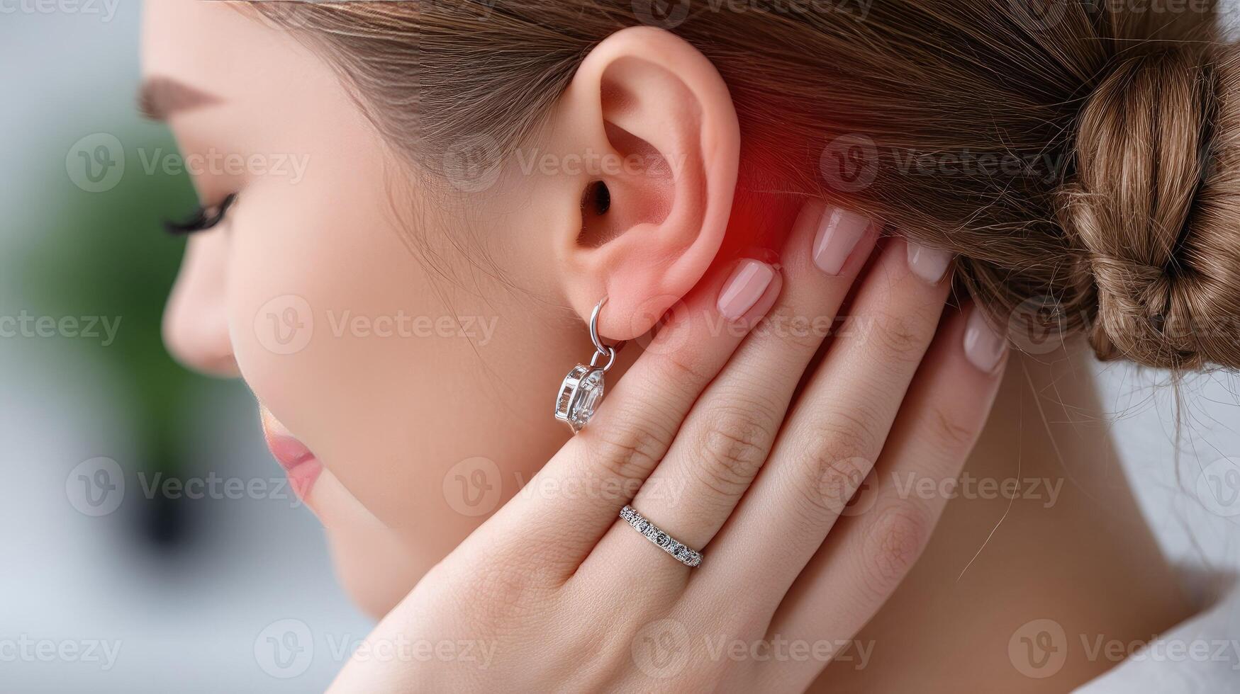 A woman with ear pain photo