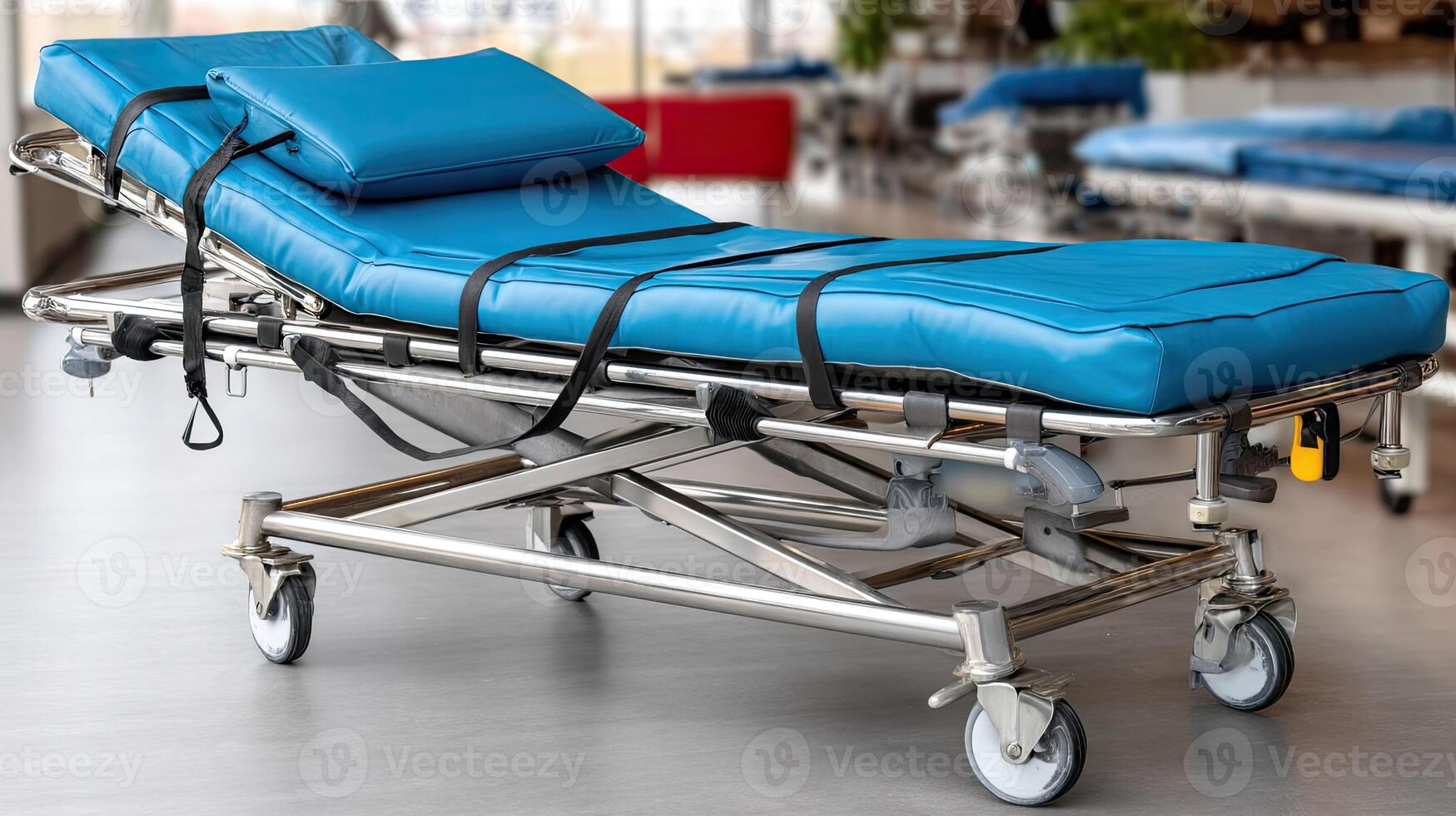 A blue stretcher with a blue seat on it photo