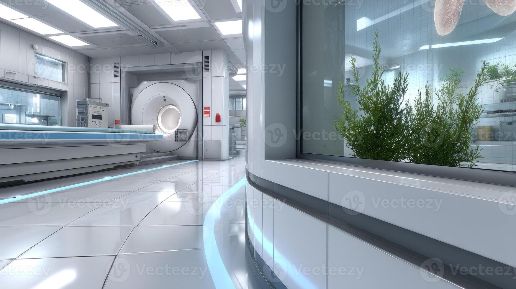 A hospital room with a mri machine in the middle photo