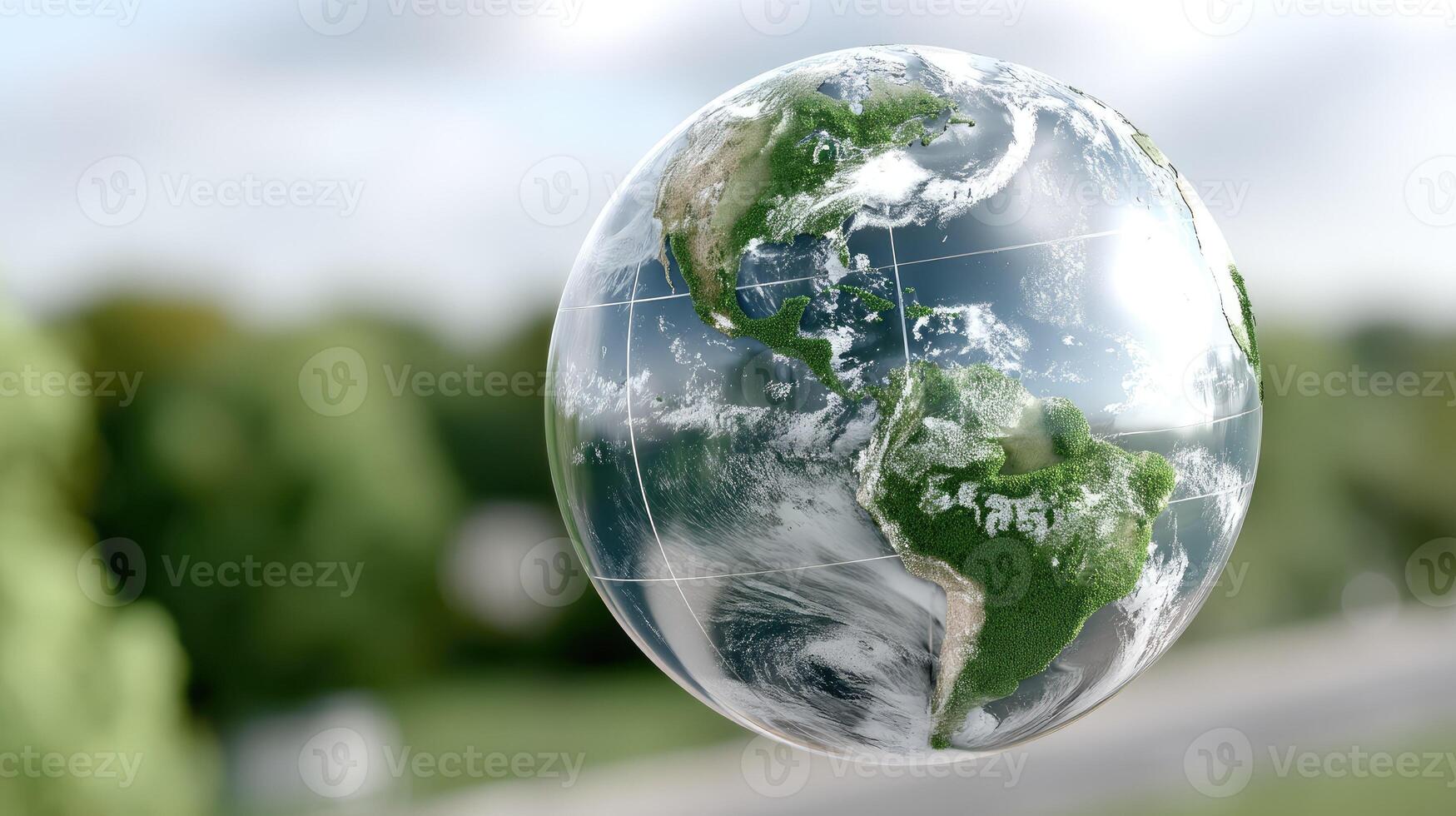 A globe with a green earth in it photo