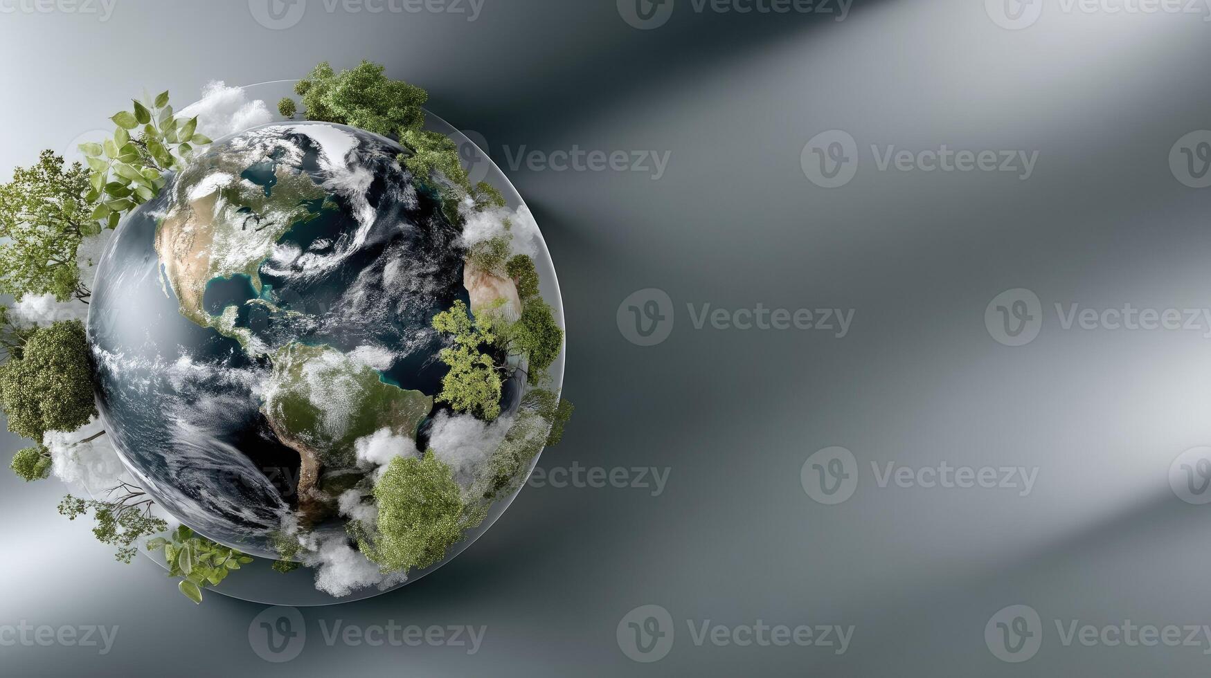 A globe with trees and plants on it photo