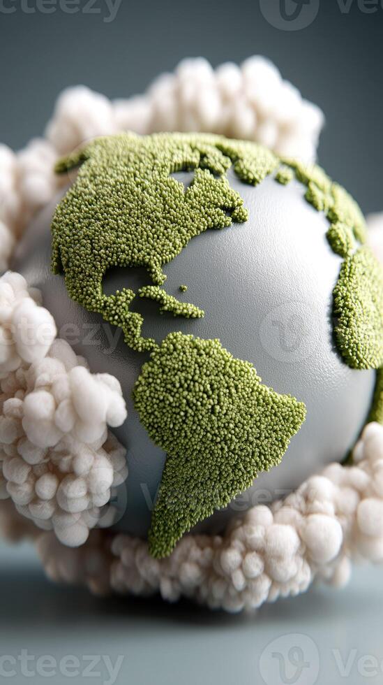 A green earth covered in white clouds photo