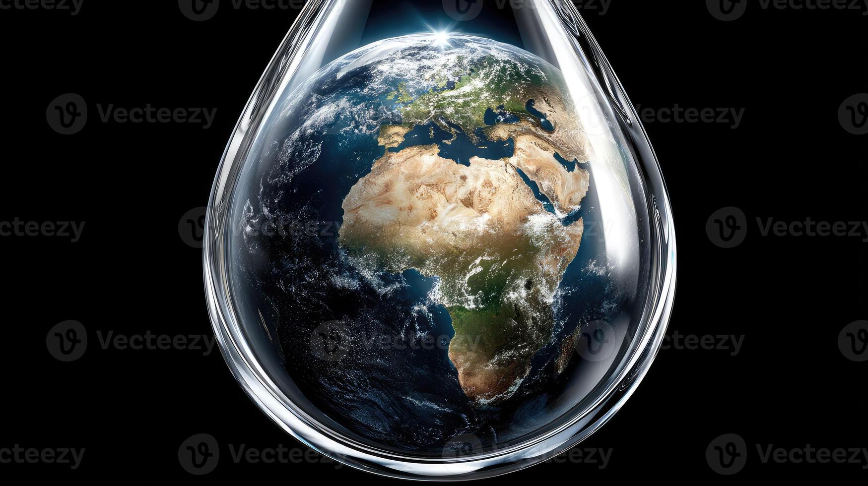 The earth is in a glass drop photo