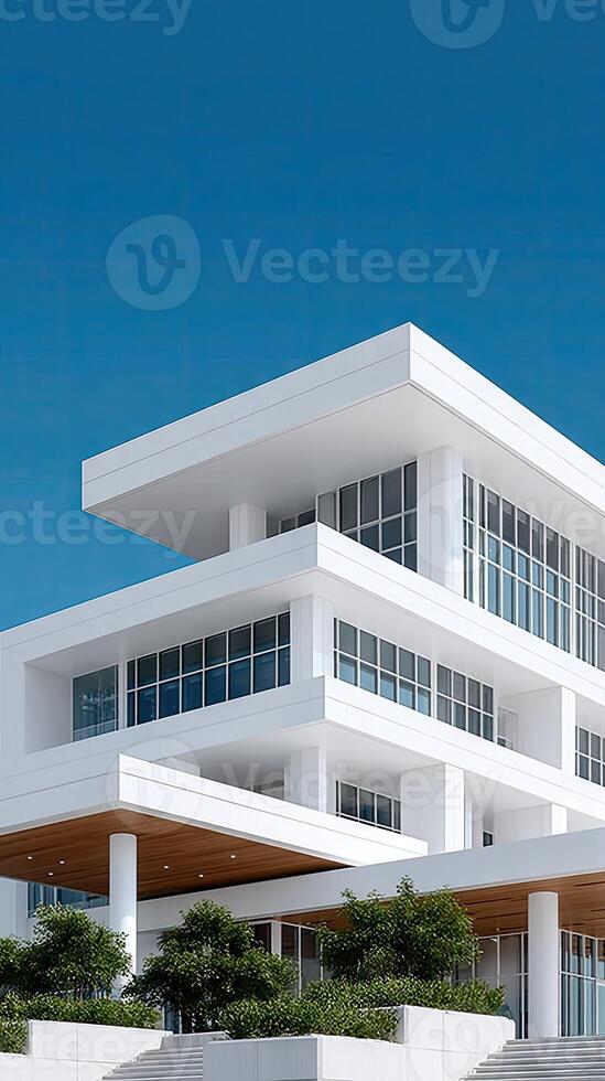A modern white building with a large glass roof photo