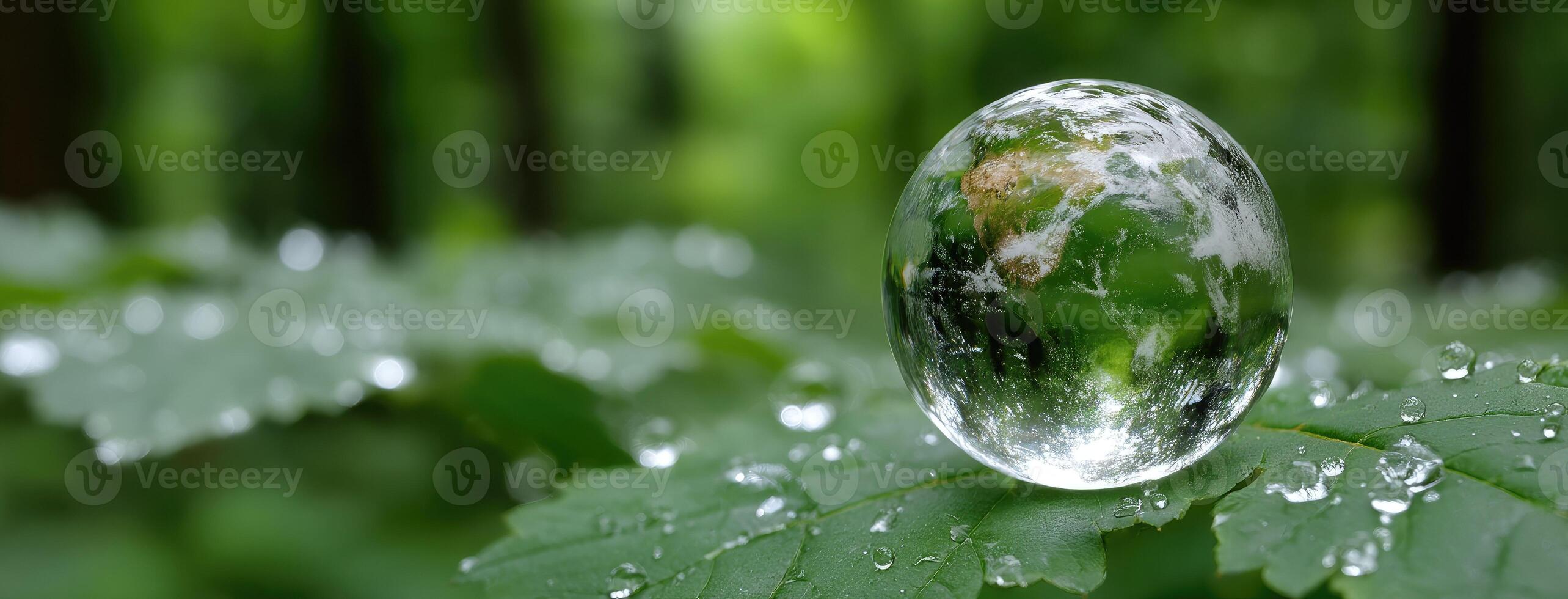 A glass globe with water drops on it photo