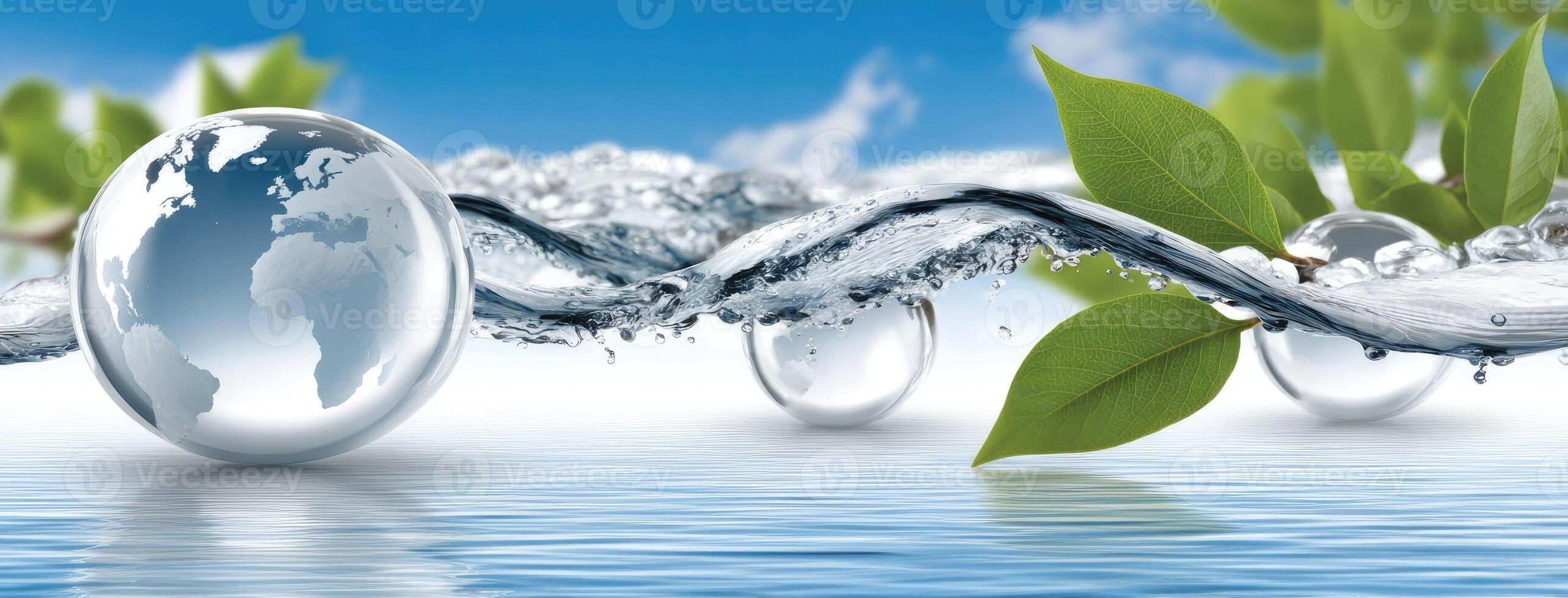 Water and earth with leaves and water photo