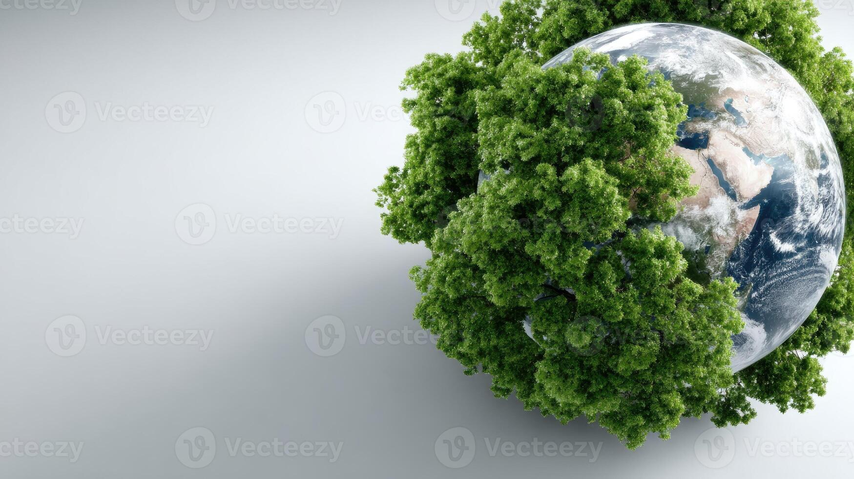 The earth is surrounded by green trees photo