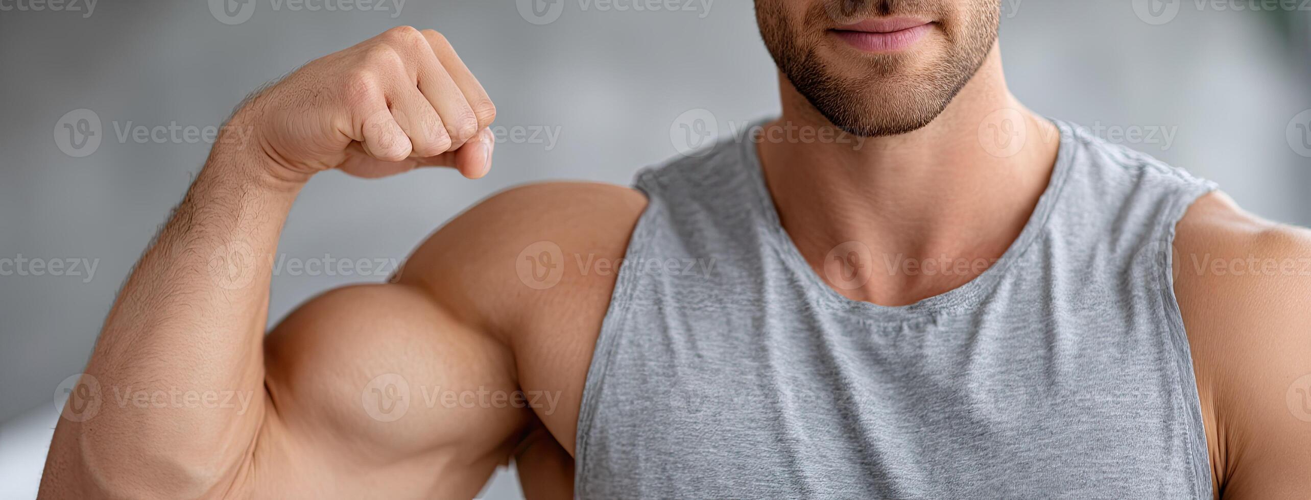 A man flexing his muscles photo