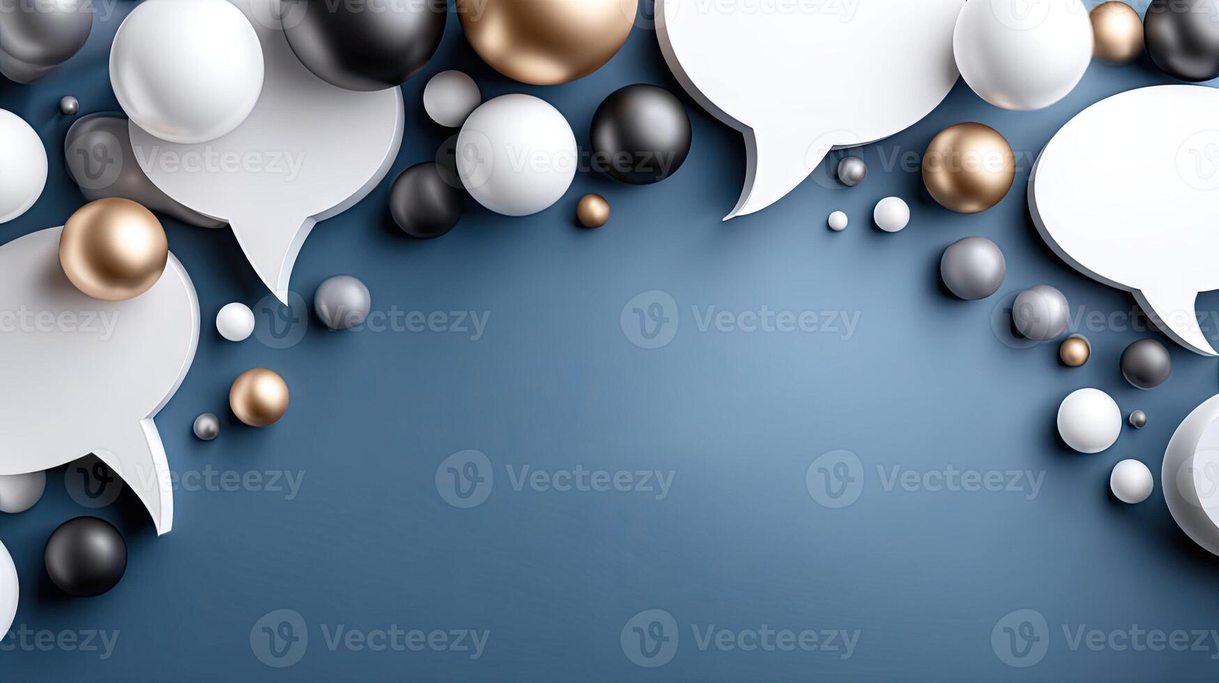 White and gold speech bubbles on blue background photo