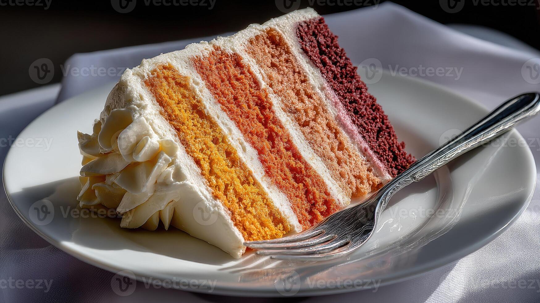 A piece of cake on a plate with a fork photo