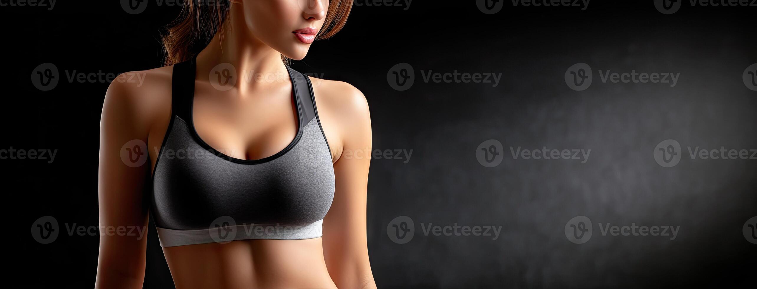 A woman wearing a sports bra top photo