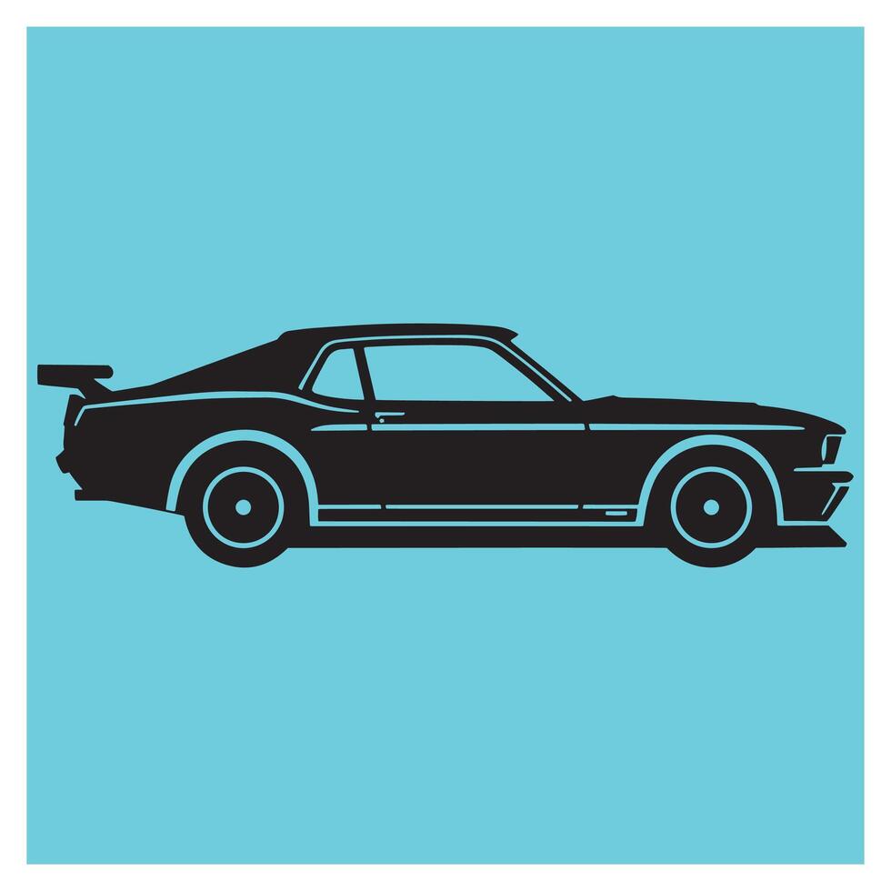 Sleek black silhouette of a classic american muscle car in a modern minimalist design vector