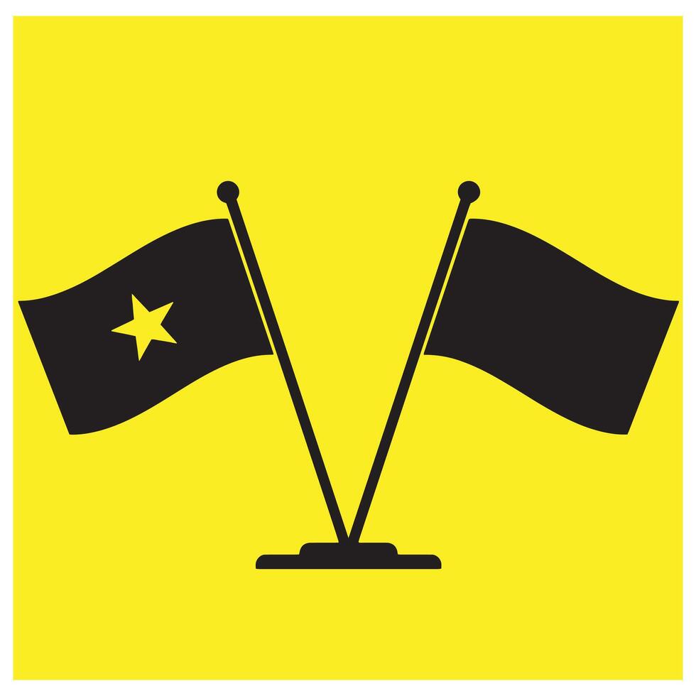 Two black flags on yellow background symbolizing cooperation and agreement concept vector