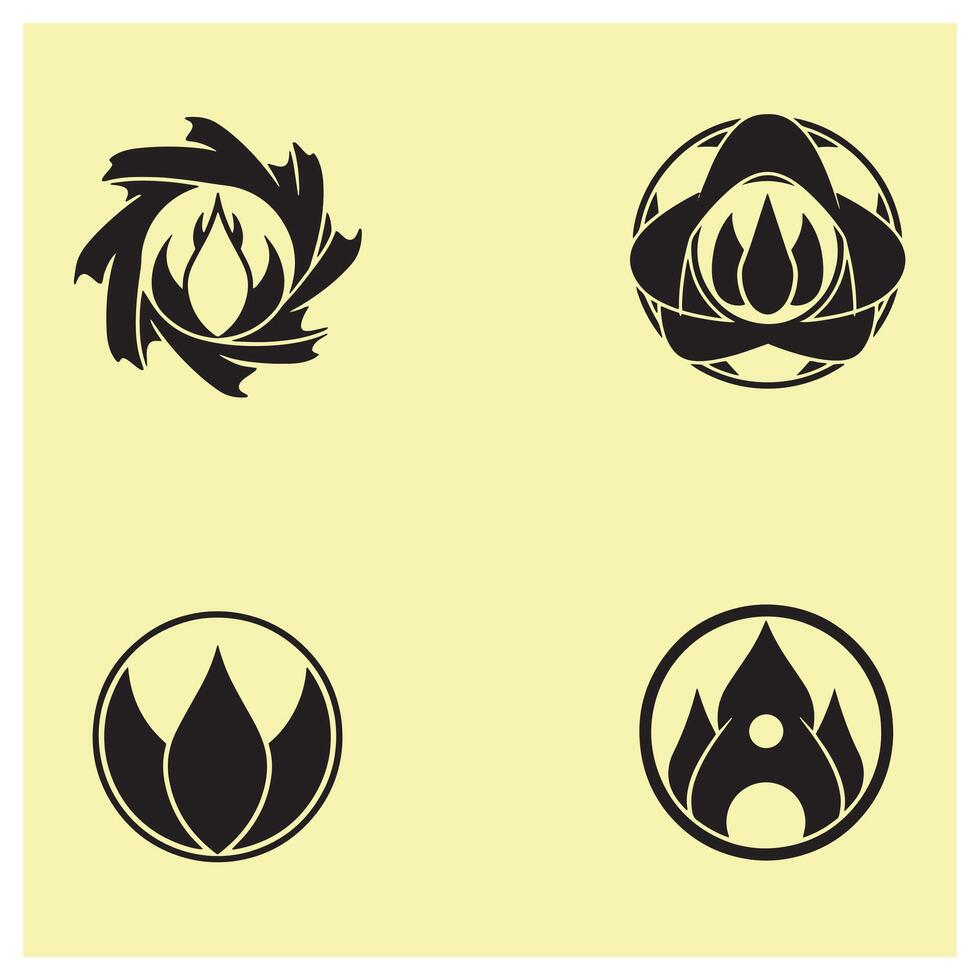 Elegant black and white floral and abstract logos on a pale yellow background vector