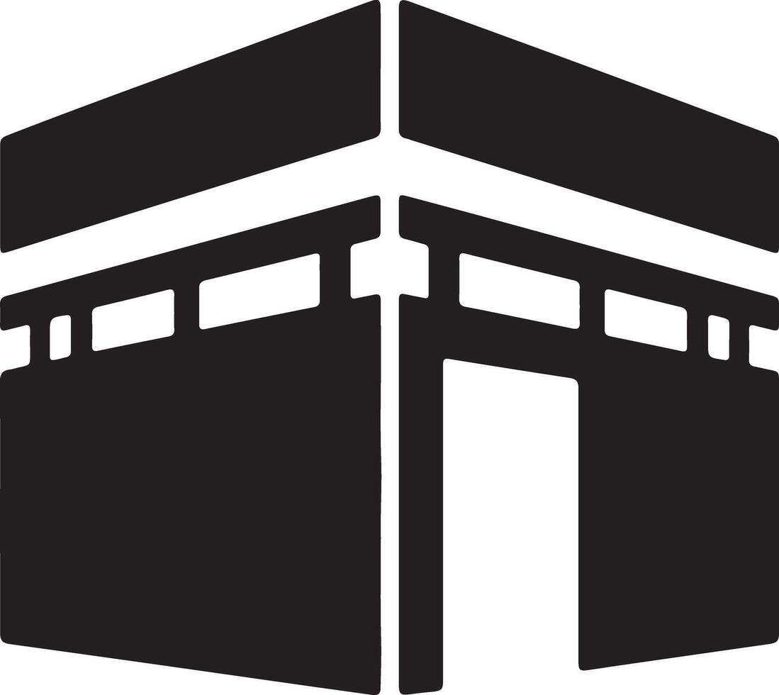 Serene Black and White Icon of the Kaaba in Mecca, Saudi Arabia A Symbolic Representation of Islamic Faith and Pilgrimage vector