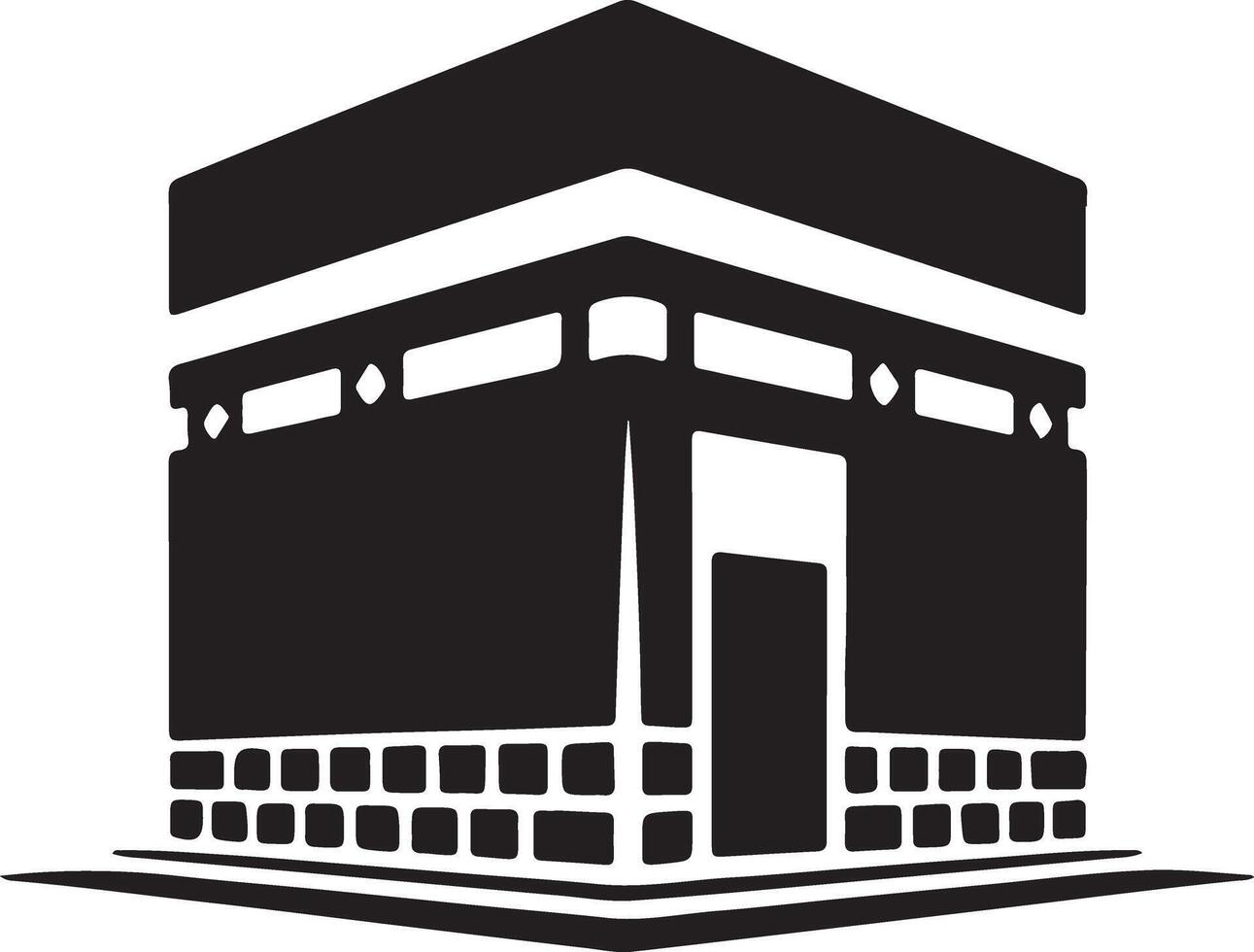 Majestic Kaaba in Mecca A Serene Black and White Illustration of Islams Holiest Site - Professional digital artwork with vibrant colors and detailed composition vector