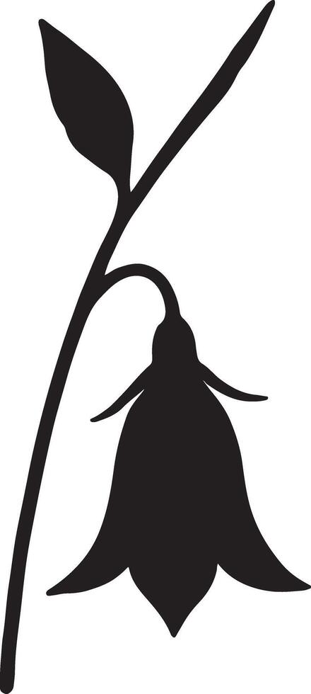 Elegant Black Silhouette of a Single Bellflower Blooming Gracefully on a White Background, Evoking a Serene and Peaceful Mood vector