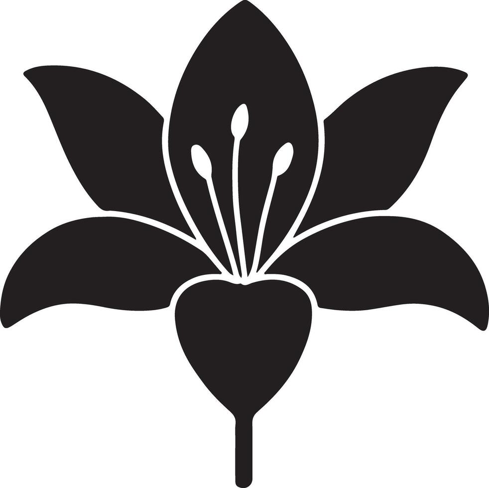 Elegant Black Lily Flower Silhouette A Serene Floral Graphic Design for Peaceful Mood Boards and Websites vector