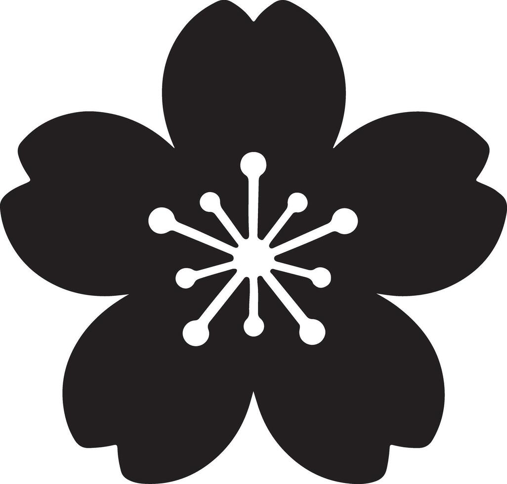 Elegant Black and White Cherry Blossom Flower Graphic Design, Simple Floral Illustration for Spring, Japanese Style, Minimalist Mood vector