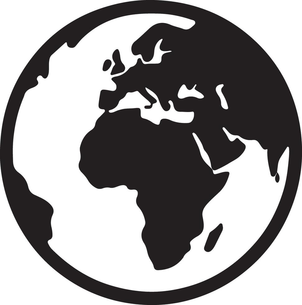 Simple Black and White Earth Globe Illustration A Striking Minimalist Image Representing Global Connectivity and International Unity vector