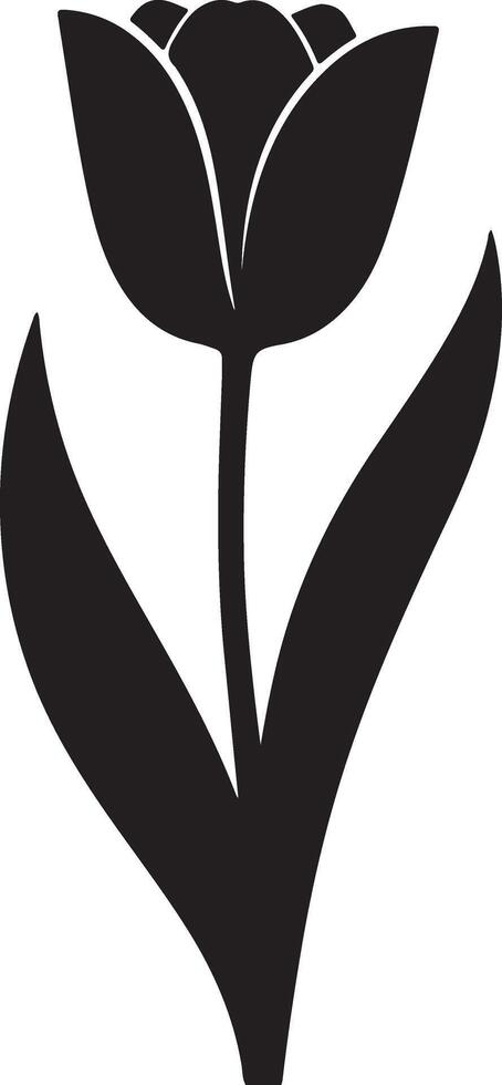 Elegant Black Silhouette of a Single Tulip Flower Blooming in Springtime, Evoking a Sense of Serenity and Grace vector
