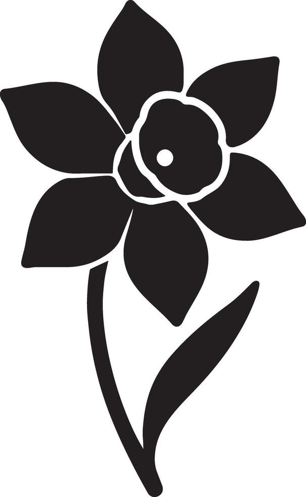 Elegant Black Silhouette of a Daffodil Blooming Gracefully in Springtime, Evoking a Serene and Peaceful Mood vector