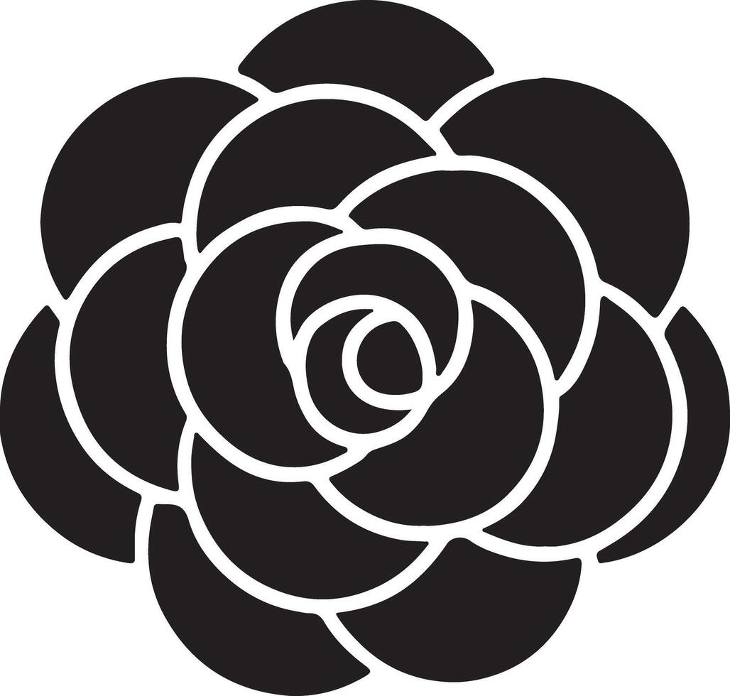 Elegant Black and White Camellia Flower Graphic Design, Simple Floral Illustration, Romantic Mood, Perfect for Branding and Decoration vector