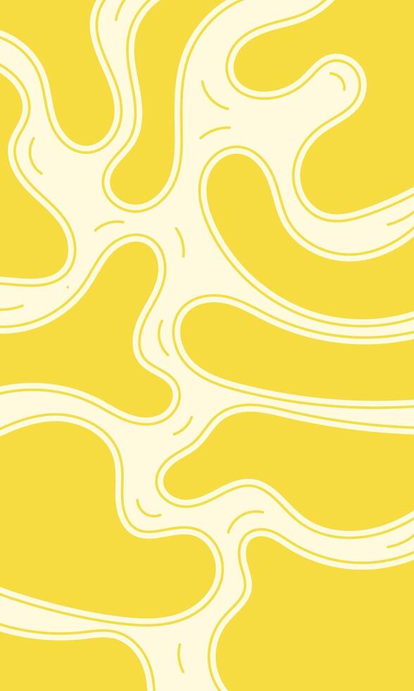 Abstract Yellow Landscape with Winding Creamy Paths and Subtle Curves vector