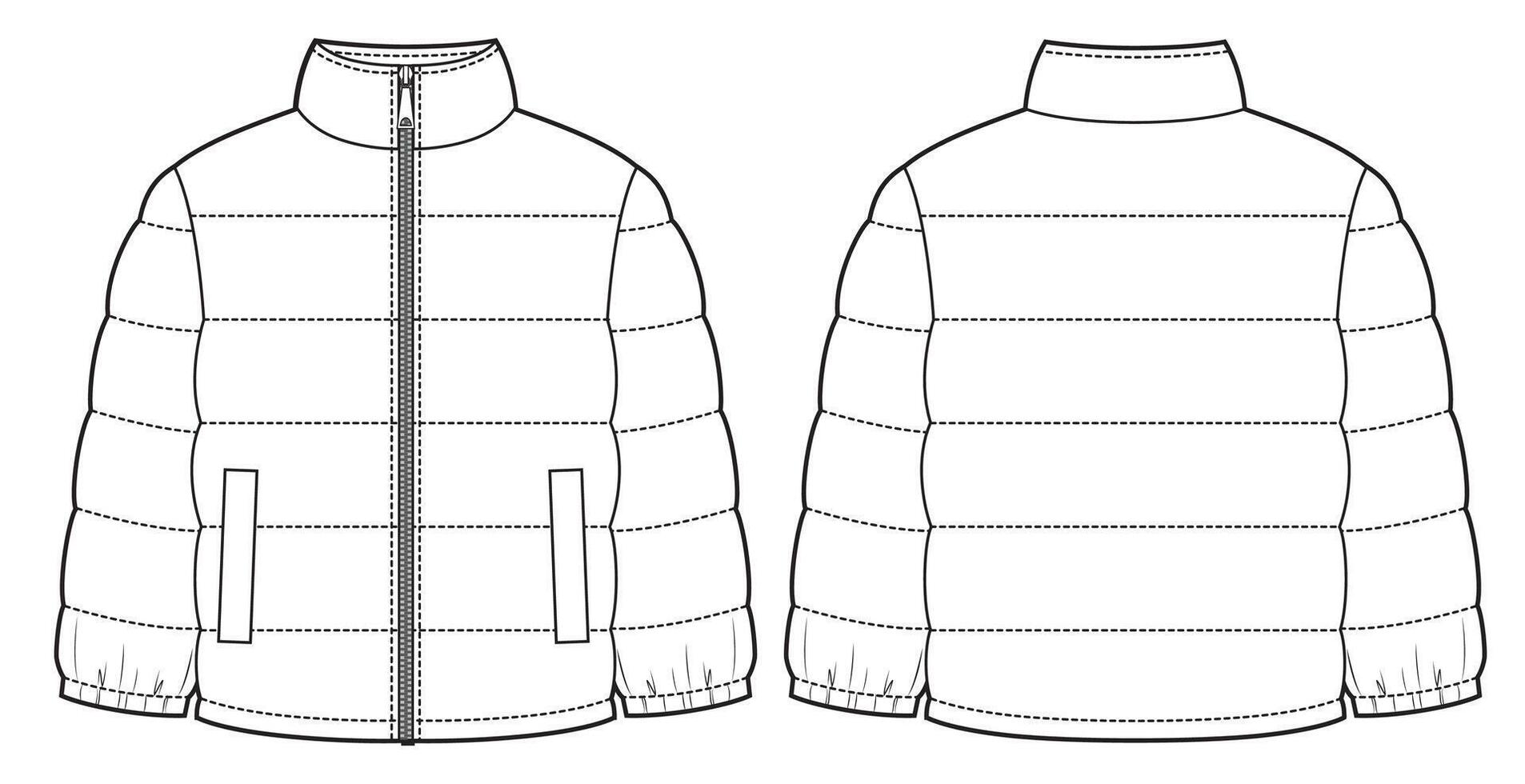 Kids puffer down coat with zipper clasp vector