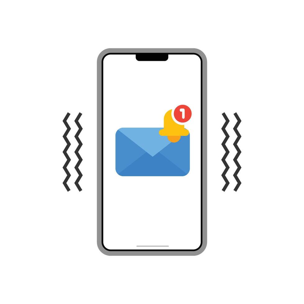 smartphone vibrates when there is a message notification. stock illustration vector