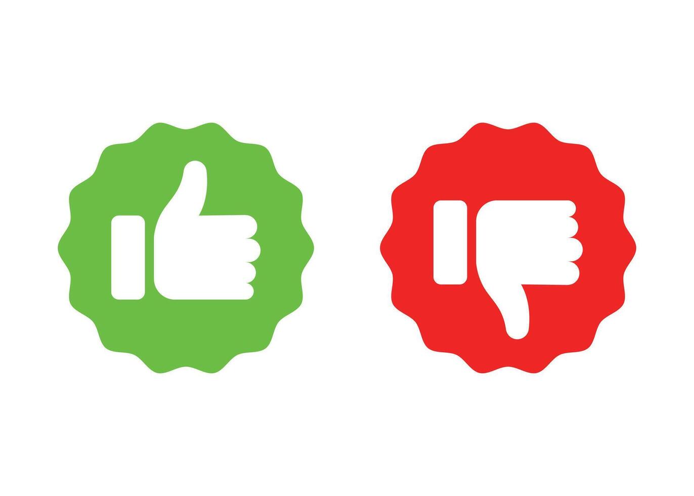 Label, stamp, Thumbs up and thumbs down flat icon. I like it and I don't like it. Stock Illustration vector