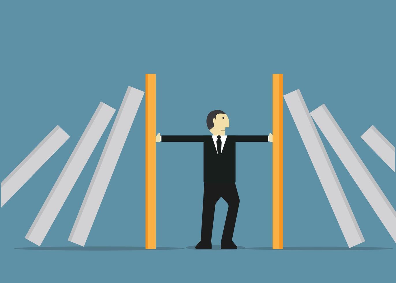 Stopping domino effect. Failure Business. stock illustration. vector