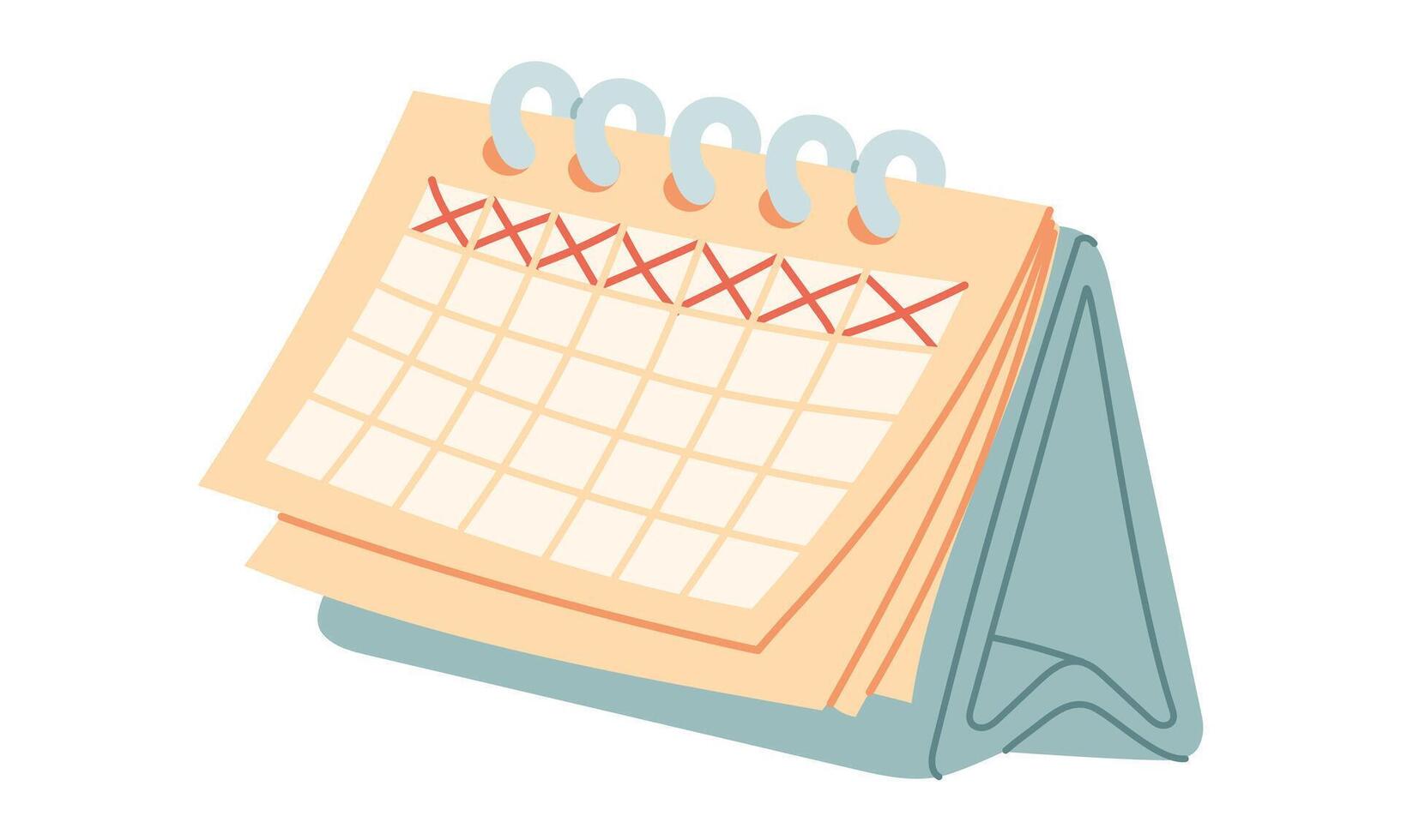desktop calendar is elongated. Paper with rings. flat color illustration is suitable for medical websites, applications, posters about health, fitness, cardiology, disease prevention, cardiac activity vector